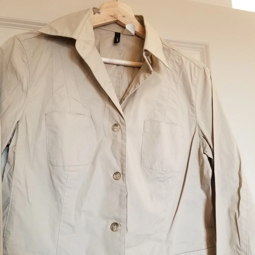J. Crew Tan Ecru Mid-Length Button Up Blazer Sz 4